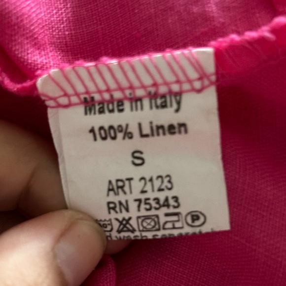 Terzo Millennio Pink 100% Linen Made In Italy Ruffle Hem Size Small Dress. - Picture 7 of 8